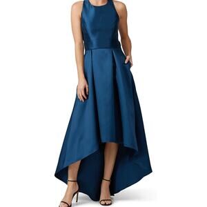 RTR Hutch Teal Satin Cross Back High Low Gown Size 6
